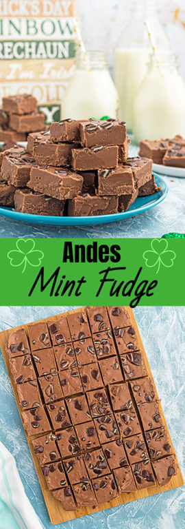 An easy holiday recipe for Andes Mint Fudge! Rich, mint chocolate flavored Andes fudge will quickly become one of your favorite fudge recipes!