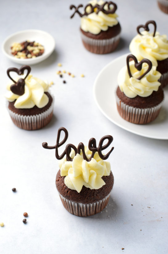 Finishing up the Valentine's Day Lover's Chocolate Cupcakes recipe