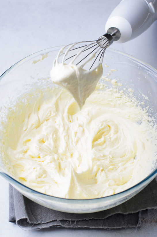 Making the cream cheese frosting for the Lover's Chocolate Cupcakes recipe