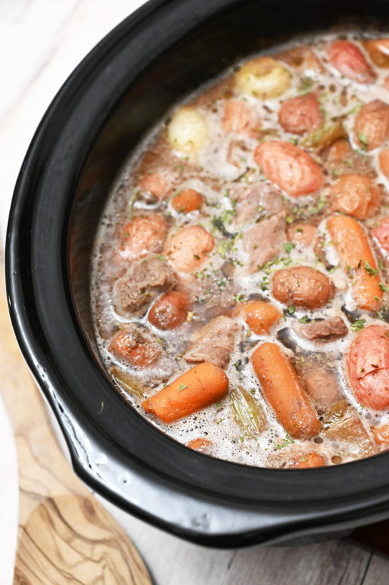 Perfect, easy Crock Pot Beef Stew recipe is chunks of tender beef are cooked with shallots in a rich aromatic sauce for the ultimate comfort food!