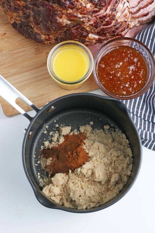 Making the glaze for Glazed Spiral Ham recipe