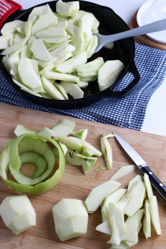 Peeling the apples for the Fried Apples Recipe