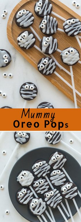 Spooky Halloween Mummy Oreo Pops are adorable and so easy to make! With just a few ingredients and a fun time decorating, you will have these super cute treats that kids will love!