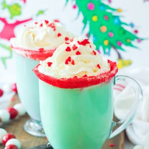 Green Grinch Hot Chocolate recipe is the perfect combination of creamy, smooth hot chocolate and green Grinch fun for Christmas. Kids and adults alike will love it!
