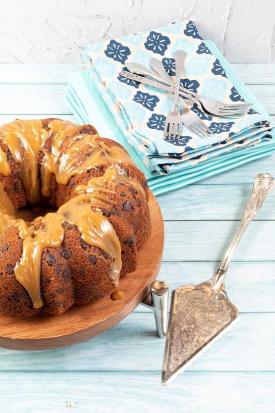 Peanut Butter Chocolate Chip Bundt Cake recipe is super easy and delicious cake that always pleases! The cake always comes out moist and is a combination of sweet and salty!