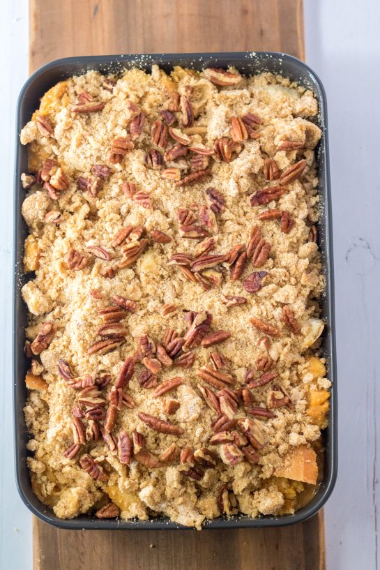 Quick and Easy Sweet Potato French Toast Casserole recipe ready to go in the oven
