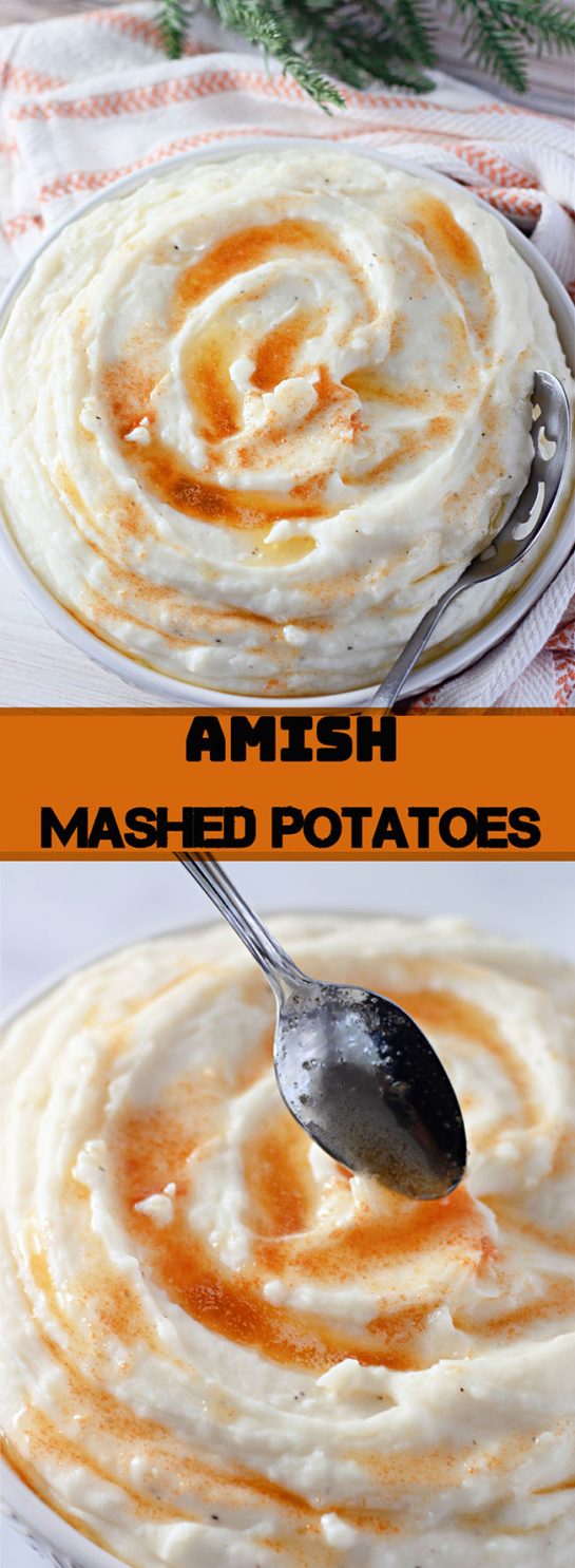 Traditional, country creamy Amish Mashed Potatoes will be your favorite mashed potatoes ever and best Thanksgiving or Christmas dinner side dish! The browned butter makes all the difference and these are so full of flavor!