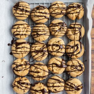 Overhead shot of the delicious Peanut Butter Thumbprint Cookies recipe which are my favorite Christmas cookie