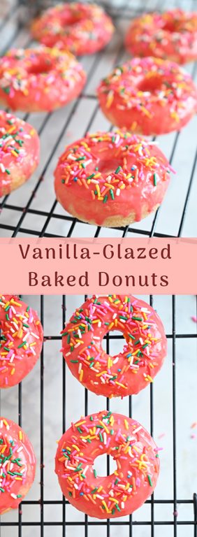 Vanilla-Glazed Baked Donuts is an easy recipe to give you familiar, old-fashioned dessert without all the hassle of rolling and frying the dough. These donuts will remind you just how delicious breakfast or brunch can be!