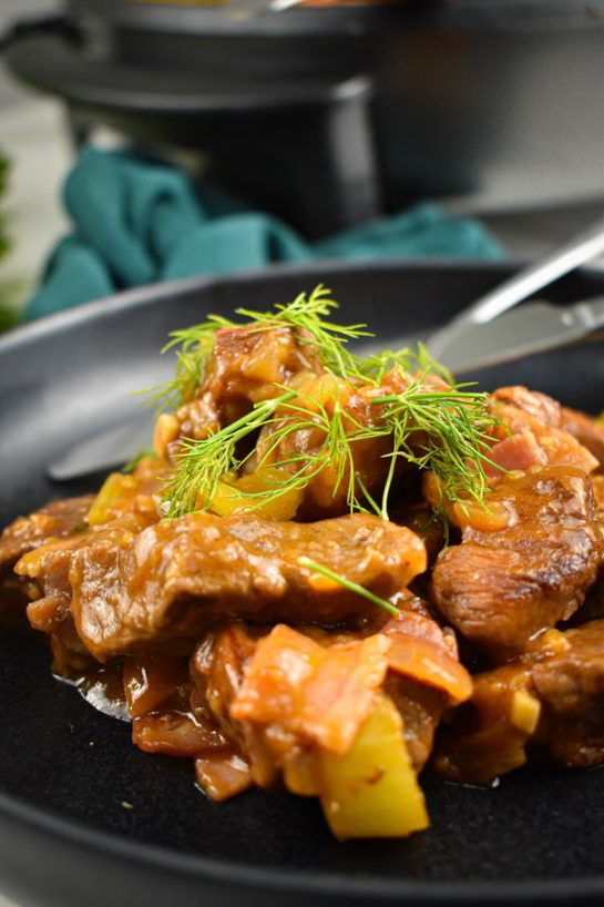 Skillet beef and black beer stew recipe