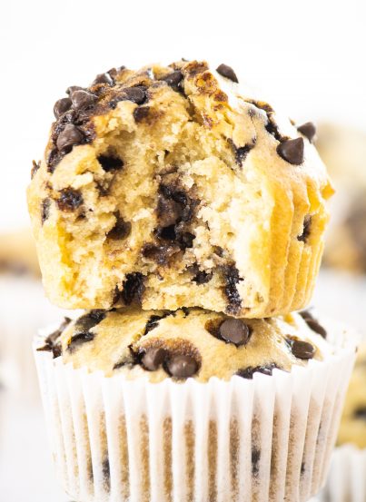 Quick and easy Banana Chocolate Chip Muffins recipe loaded with chocolate chips and fresh bananas. This warm treat can be enjoyed by your family on any given day and only requires a few easy ingredients.