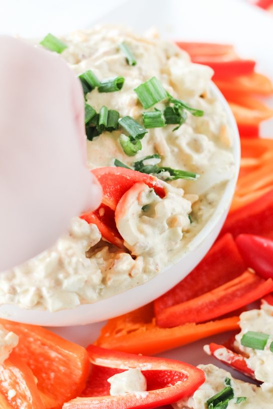 Loaded Deviled Egg Salad is a fun twist on the traditional egg salad recipe! It’s packed with flavor, great for Easter, a bridal shower, picnic, holidays, and makes a great lunch. 