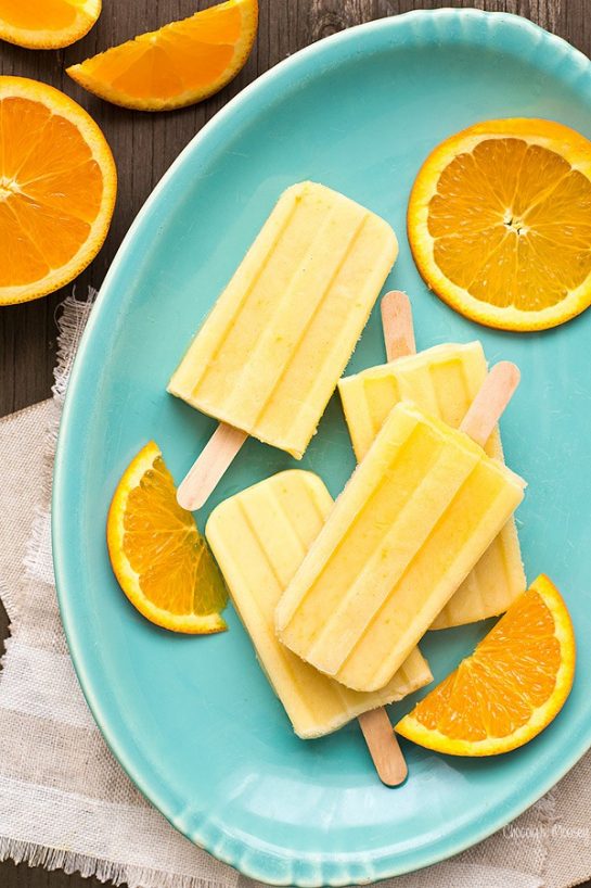 You’re only 4 ingredients away from these refreshing Orange Creamsicle Yogurt Pops. This small batch recipe makes only 4 yogurt pops.