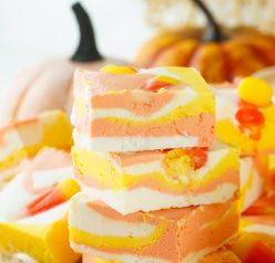 No-Bake Candy Corn Fudge recipe is a delicious and easy Halloween treat for kids and adults. This creamy homemade fudge only needs 4 ingredients and 15 minutes to make!