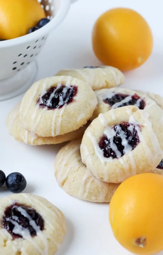 Lemon Blueberry Thumbprint Cookies recipe. Lemon and blueberry make for such a decadent flavor combination for cookies!