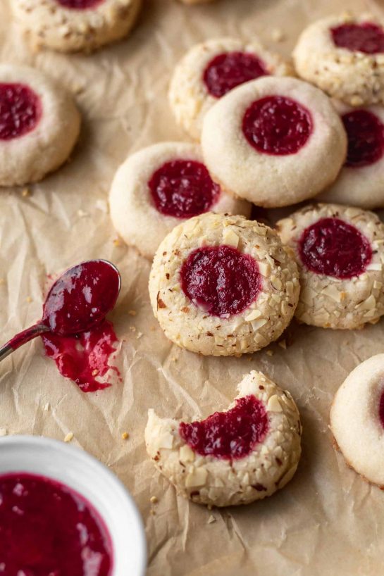 Cranberry Thumbprints recipe. This recipe would be ideal for the holiday season! Add these to your Thanksgiving table for a festive treat!