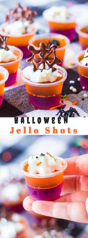 This recipe for boozy Halloween Jello Shots is a colorful, fun Halloween party idea. Learn how to make these cute Halloween shots because they will be a cocktail party favorite.