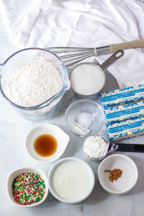 Ingredients needed to make the Christmas Sugar Cream Pie Recipe