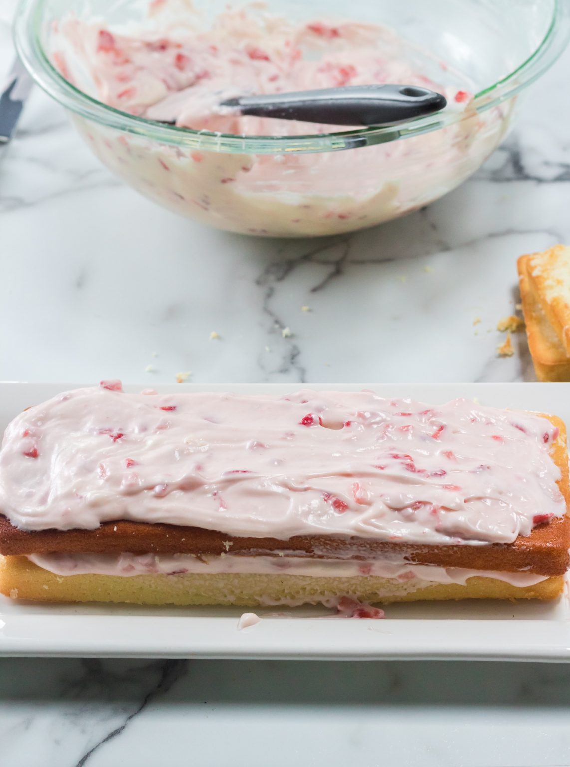 Strawberries & Cream Layered Cake | Wishes and Dishes