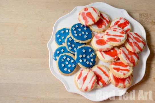Cooking Flag cut-out cookies recipe for the 4th of July