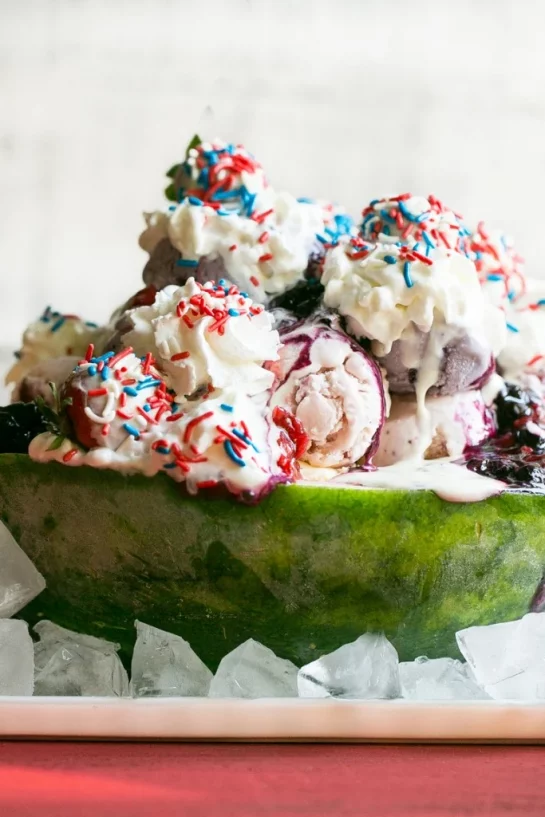 Red, White and Blueberry Sundae recipe for the 4th of July