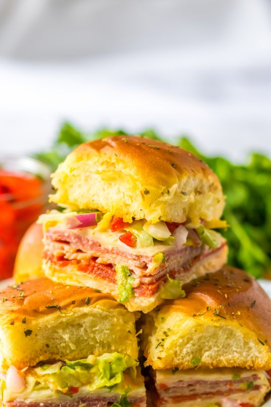 Close-up photo of the Italian Sub Sliders recipe for lunch or dinner