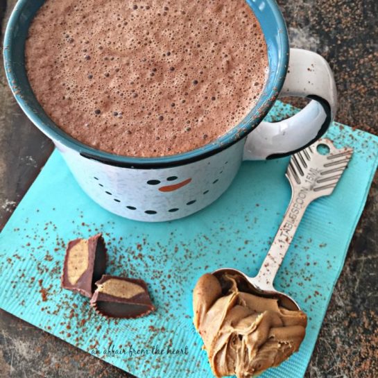 Peanut Butter Hot Cocoa Recipe in a snowman mug