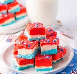 Red, White and Blue Fudge recipe is the perfect patriotic treat to make for Memorial Day, 4th of July, Flag Day, Labor Day, or summer BBQ. With its festive colors, you can impress anybody! A no-bake treat for summer with just a few ingredients!