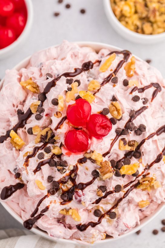 Close-up of the Banana Split Fluff Salad Recipe