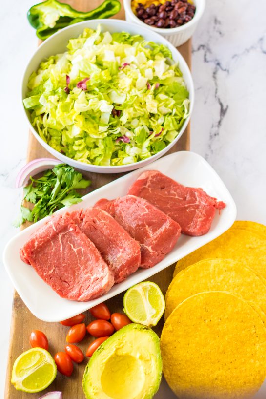 Ingredients needed to make the Steak Tostada Salad recipe