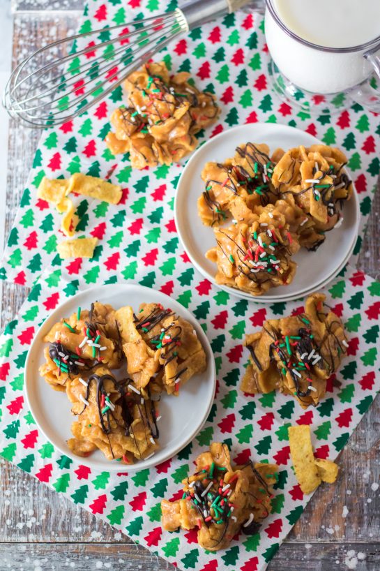 Overhead shot of the finished Frito Candy recipe to eat at Christmas.