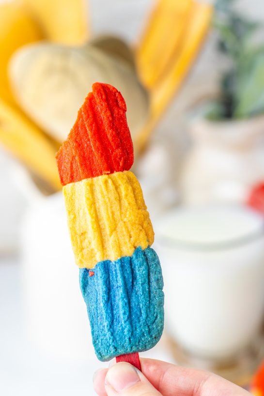 Close-up photo of the finished recipe for Bomb Pop Cookies 