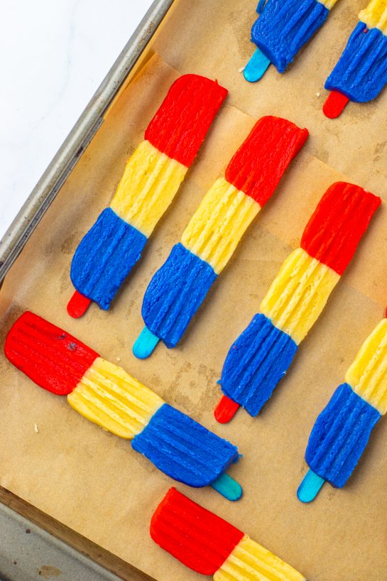 The Bomb Pop Cookies Recipe ready to go in the oven for Memorial day or 4th of July