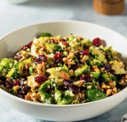 Brussels Sprouts Cranberry Walnut Salad Recipe – A vibrant and healthy salad featuring shredded Brussels sprouts, tangy dried cranberries, and crunchy walnuts. This nutritious dish is perfect for a light lunch, a holiday side, or a nutritious addition to any meal.