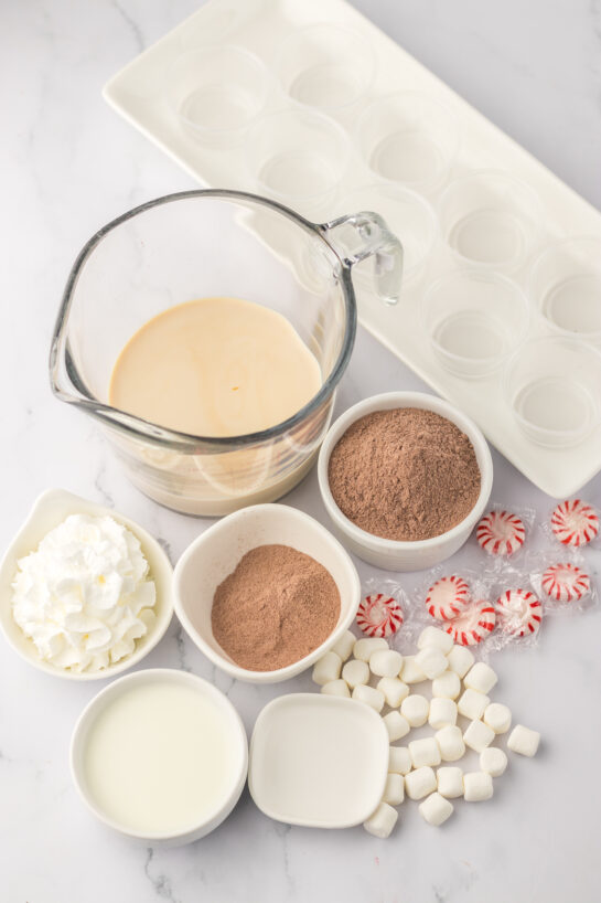 These Peppermint Hot Chocolate Pudding Shots are always such a hit at any holiday party!  Creamy hot chocolate pudding is mixed with Bailey’s Irish Cream and topped with whipped cream, mini marshmallows and crushed peppermints.  These are easy to whip up and a great festive treat!