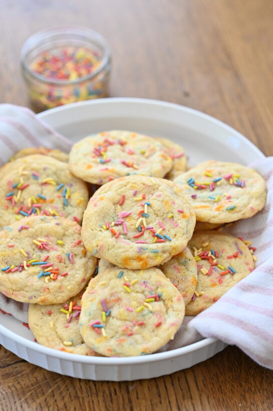 Soft Sprinkle Sugar Cookies recipe is for soft, buttery sprinkle sugar cookies that melt in your mouth! Perfect for Valentine’s Day or any occasion. Easy to make, colorful, and delicious.