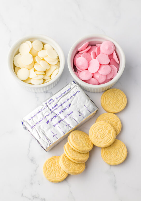 Ingredients needed to make the bunny butt lemon truffles recipe for Easter.