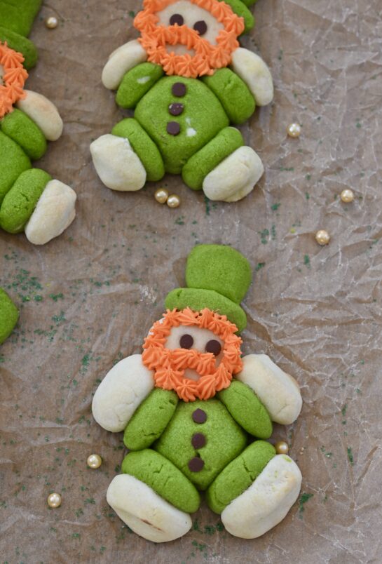 Fat, cute, adorable Close-up photo of the Lucky Leprechaun Cookies recipe for St. Patrick's Day baking fun!