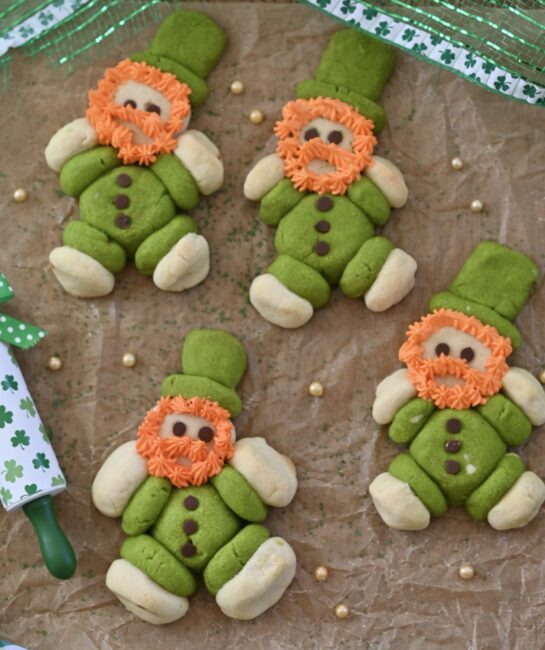 Overhead shot of the finished Lucky Leprechaun Cookies recipe for St. Patrick's Day baking needs!