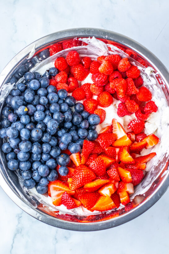 Ready to mix the ingredients needed to make the Berry Cheesecake Salad recipe